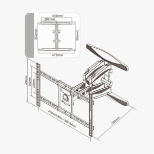 RACK GIRATORIO DOBLE BRAZO PARA TV DE 55" A 80" - Imagen 2
